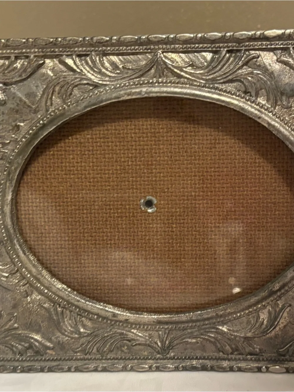 Antique tungsten Ornate Silver Oval Photo Frame